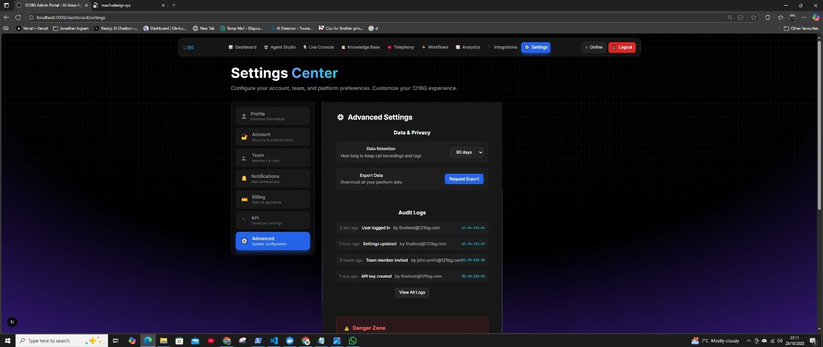 121BG application screen 3