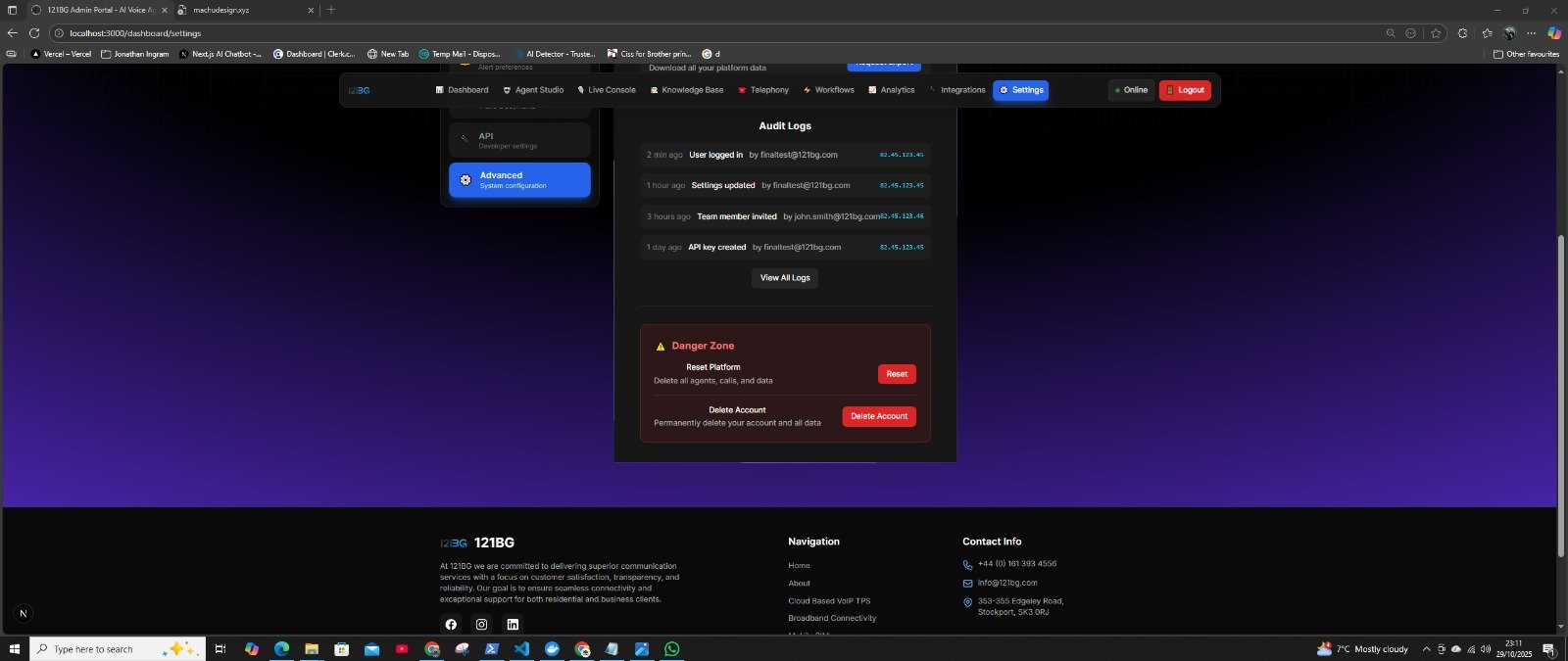 121BG application screen 18